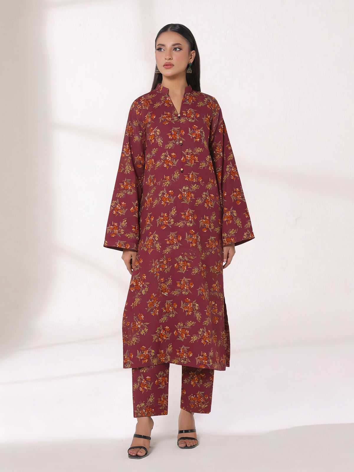 Oaks Printed Lawn Unstitched Pink 2 Piece