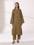 Oaks Printed Lawn Unstitched Brown 2 Piece