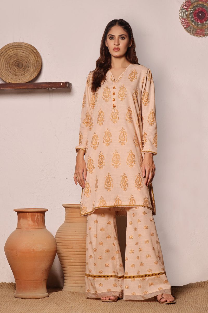 Oaks - 2 Piece Printed Unstitched Khaddar Beige - OWKH2PT-6279-A