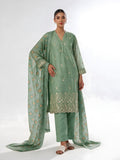 Oaks Embroidered Organza Suit Green 3 Piece