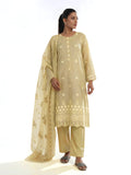 Oaks Embroidered Organza Net Unstitched Beige / Nude 3 Piece