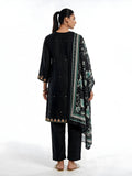 Oaks Embroidered Cotton Silk Suit Black 3 Piece