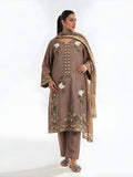 Oaks Embroidered Cotton Silk Suit Light Brown 3 Piece