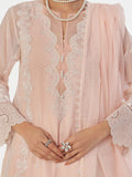 Oaks - Embroidered Pret Suit Net Baby pink  - 3 Piece