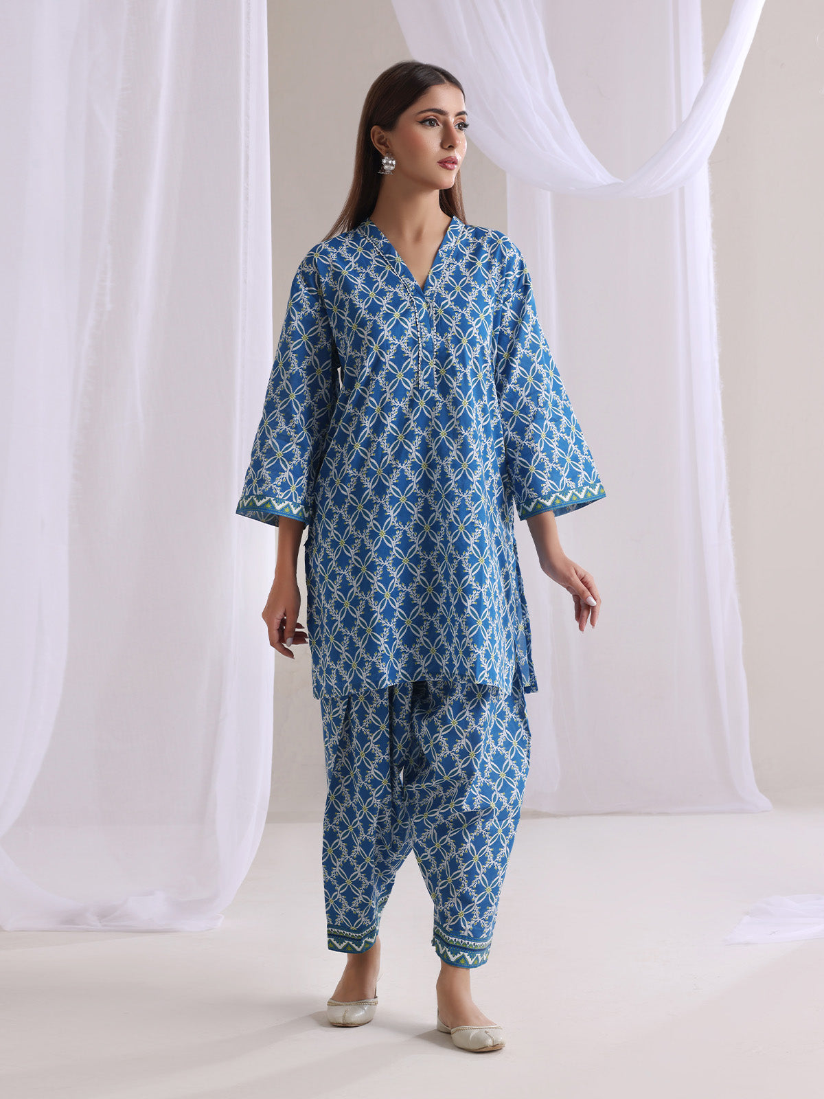Oaks - Lawn Suit For Women - Blue - 2 Piece