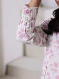 Oaks - Dyed Cambric Screen Print Shirt For Women - White & Pink - 1 Piece