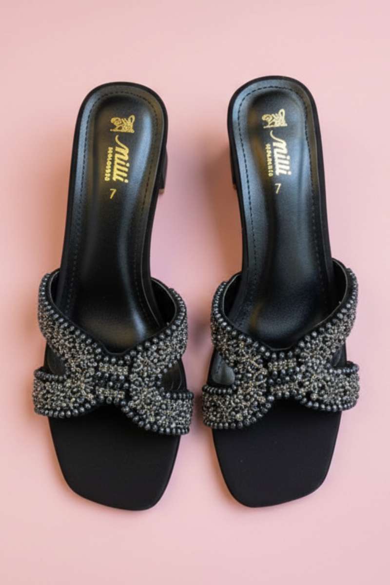 Milli Shoes - Block Heel Formal Slides For Women - Black - Studio by TCS