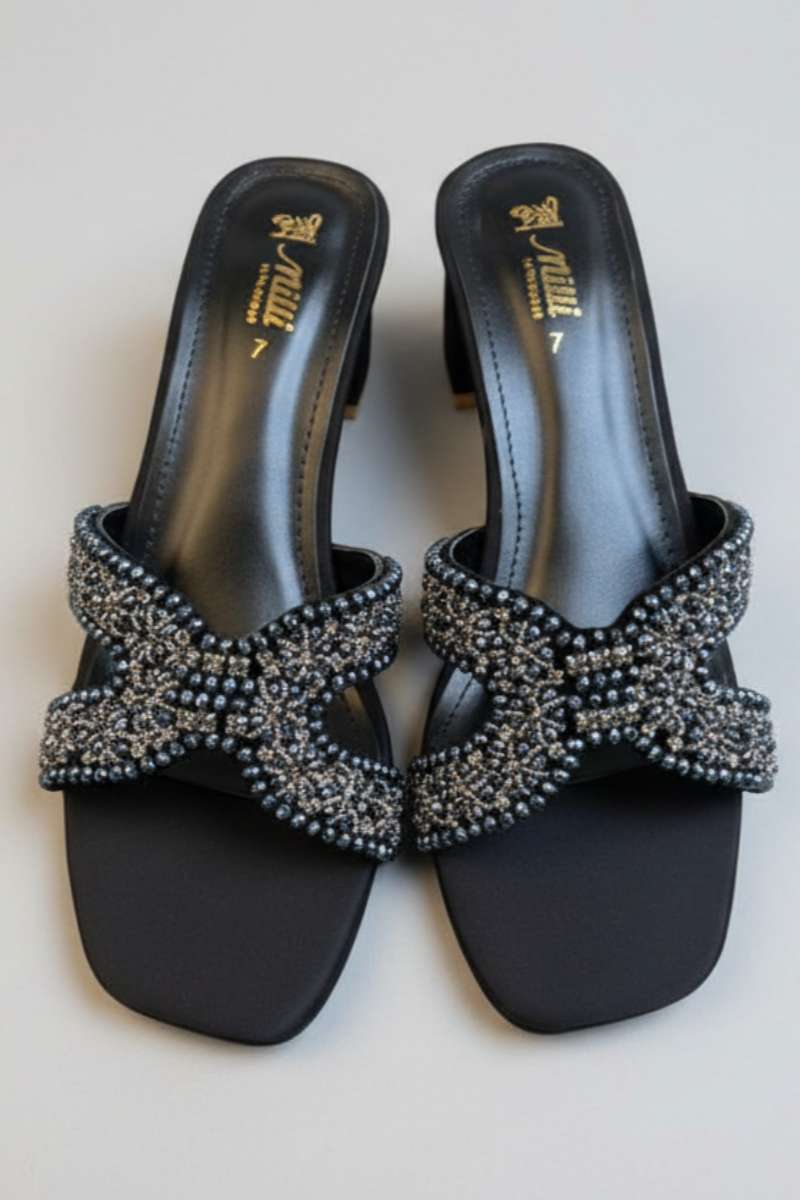 Milli Shoes - Block Heel Formal Slides For Women - Black - Studio by TCS