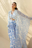 Sania Maskatiya - Zaina - Charmeuse , Organza , Charmeuse  - Azure - 3 Piece