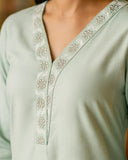 Ayla Studio - Cotton Hareem Embroidered Suit For Women - Green - 2 Piece