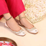 JootiShooti - Mehfil Mirror Ivory Glow Khussa For Women