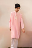 Hummingbirds - Candy Pink Mirror Embroidery Kurta Cotton Chambray For Boy