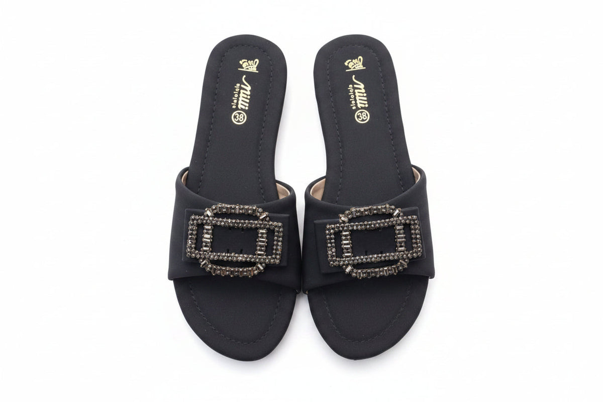 Milli Shoes - Black Casual Buckle Slide