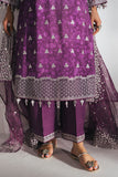 Cross Stitch - GRAPE RED - Chiffon - 3 Piece - Unstitched