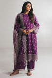 Cross Stitch - GRAPE RED - Chiffon - 3 Piece - Unstitched