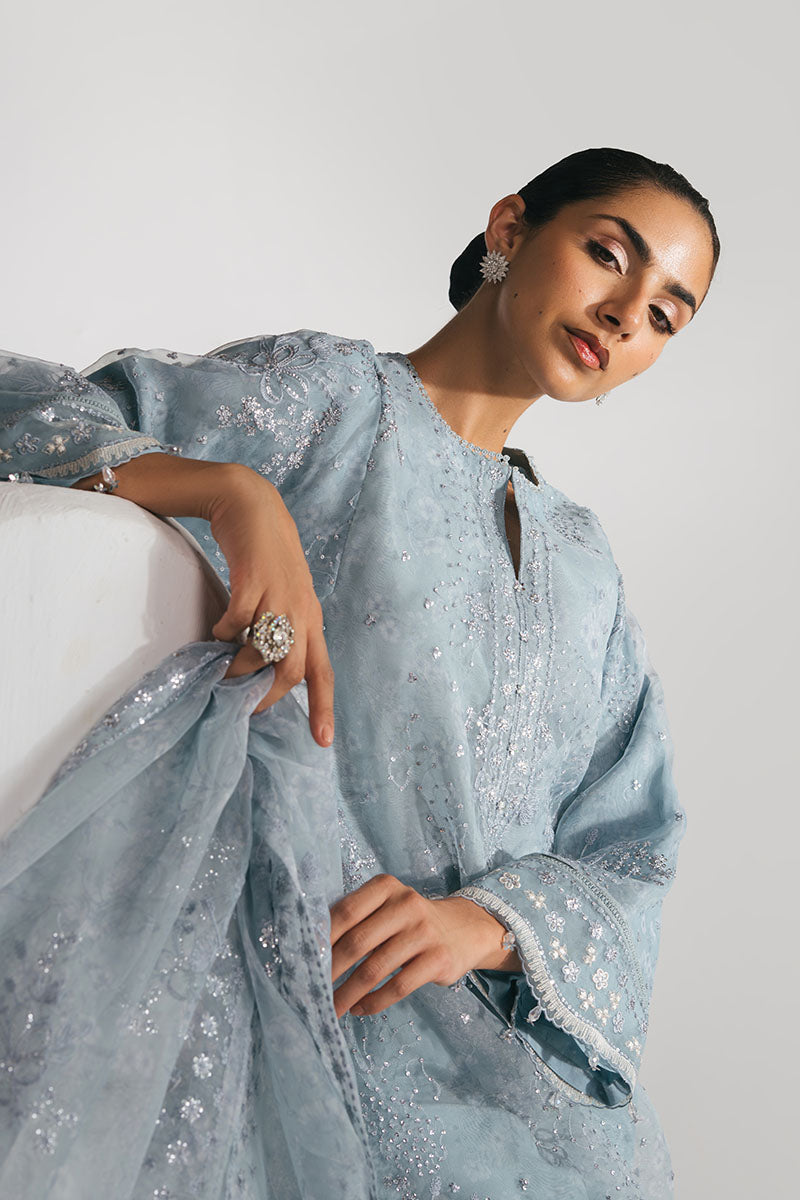 Cross Stitch - SILVER AQUA - Chiffon - 4 Piece - Unstitched