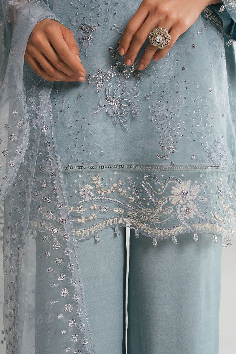 Cross Stitch - SILVER AQUA - Chiffon - 4 Piece - Unstitched