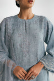 Cross Stitch - SILVER AQUA - Chiffon - 4 Piece - Unstitched