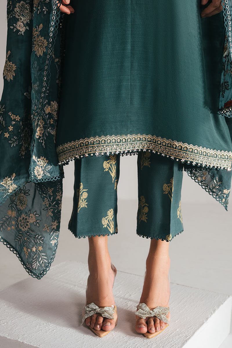 Cross Stitch - EMERALD GREEN - Chiffon - 3 Piece - Unstitched