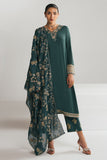 Cross Stitch - EMERALD GREEN - Chiffon - 3 Piece - Unstitched