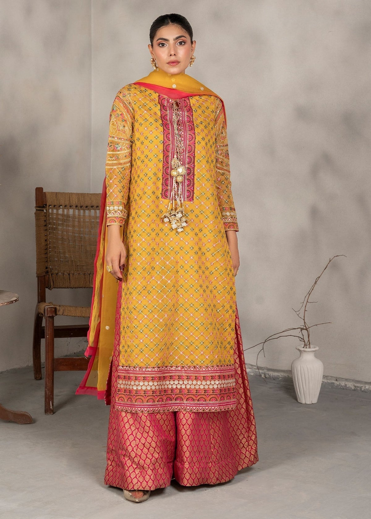 Laleen Maize 3 Piece Suit Yellow