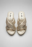 Milli Shoes - Dull Gold Cross Strap Wedge Heels