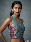 Maheen Khan Zarqash Saree Blouse Purple 1 Piece