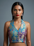 Maheen Khan Zarqash Saree Blouse Purple 1 Piece