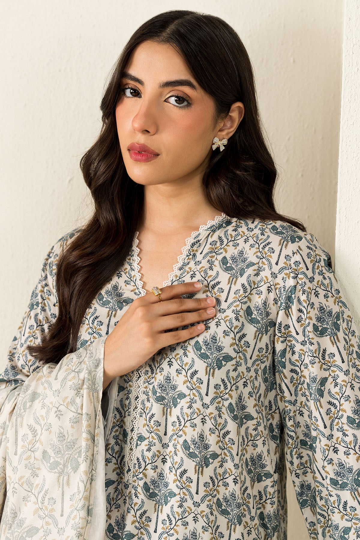 Cross Stitch - Coconut Haze - 3 Piece -  Linen Printed Suit - Unstitch