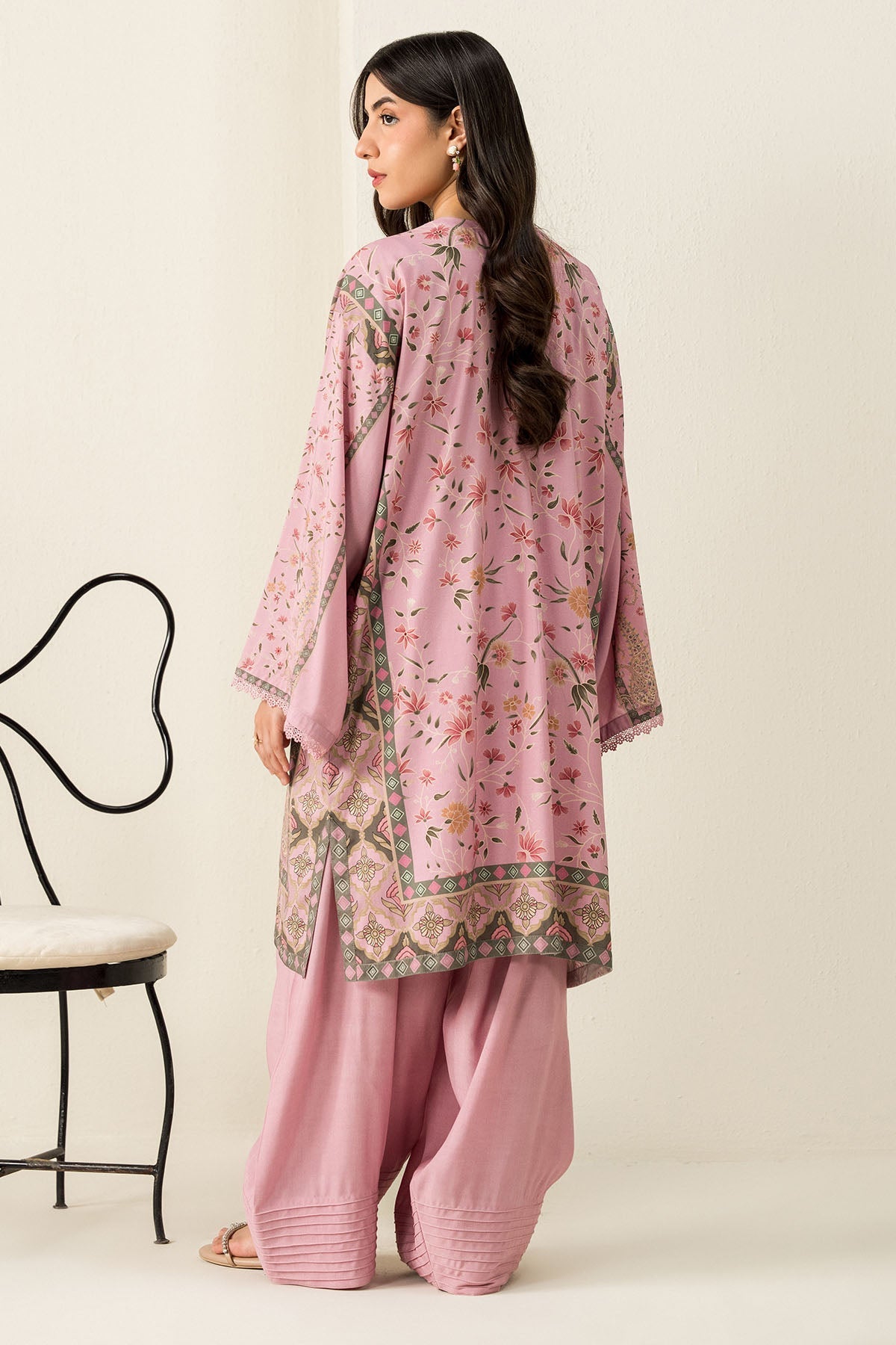Cross Stitch - Lilac Impression - 2 Piece -  Linen Printed Suit - Unstitch