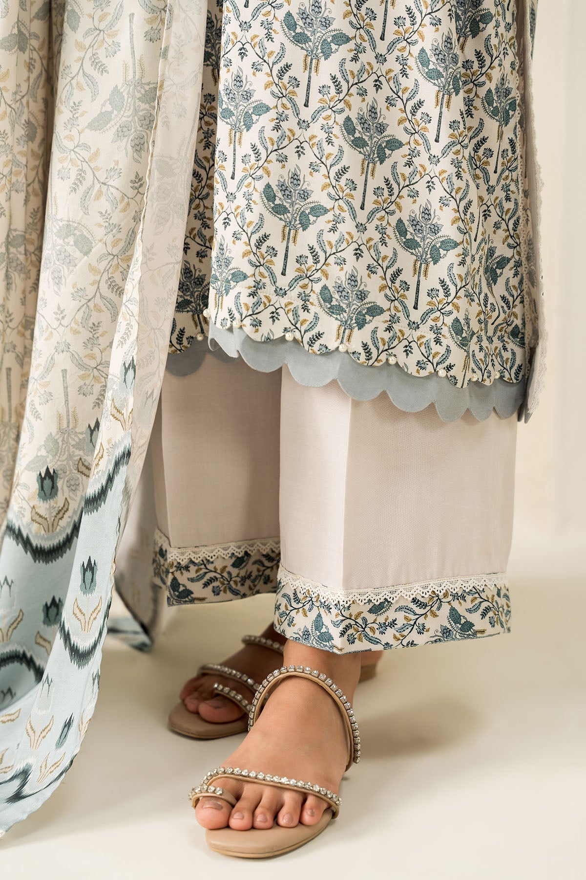 Cross Stitch - Coconut Haze - 3 Piece -  Linen Printed Suit - Unstitch