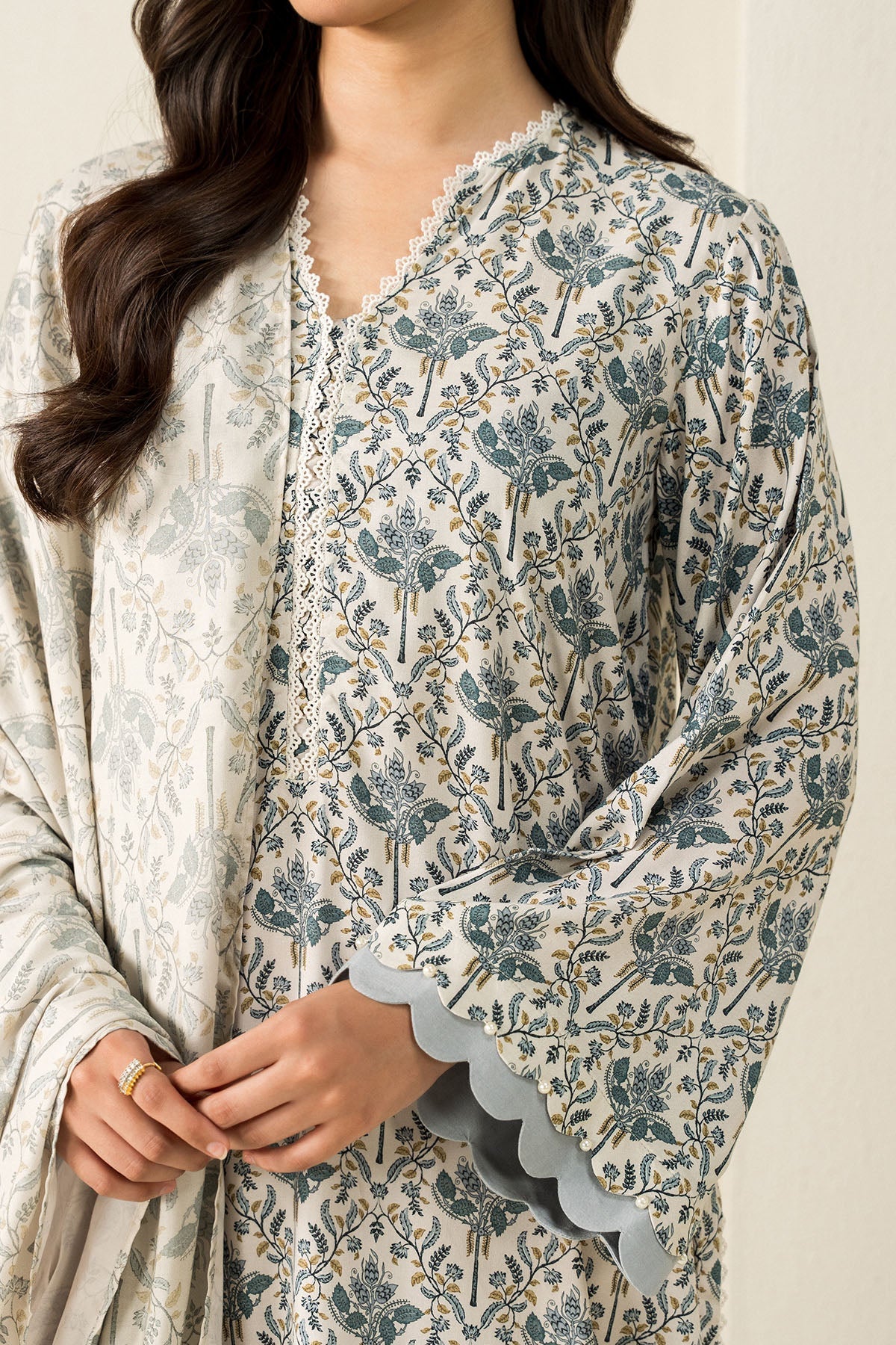 Cross Stitch - Coconut Haze - 3 Piece -  Linen Printed Suit - Unstitch