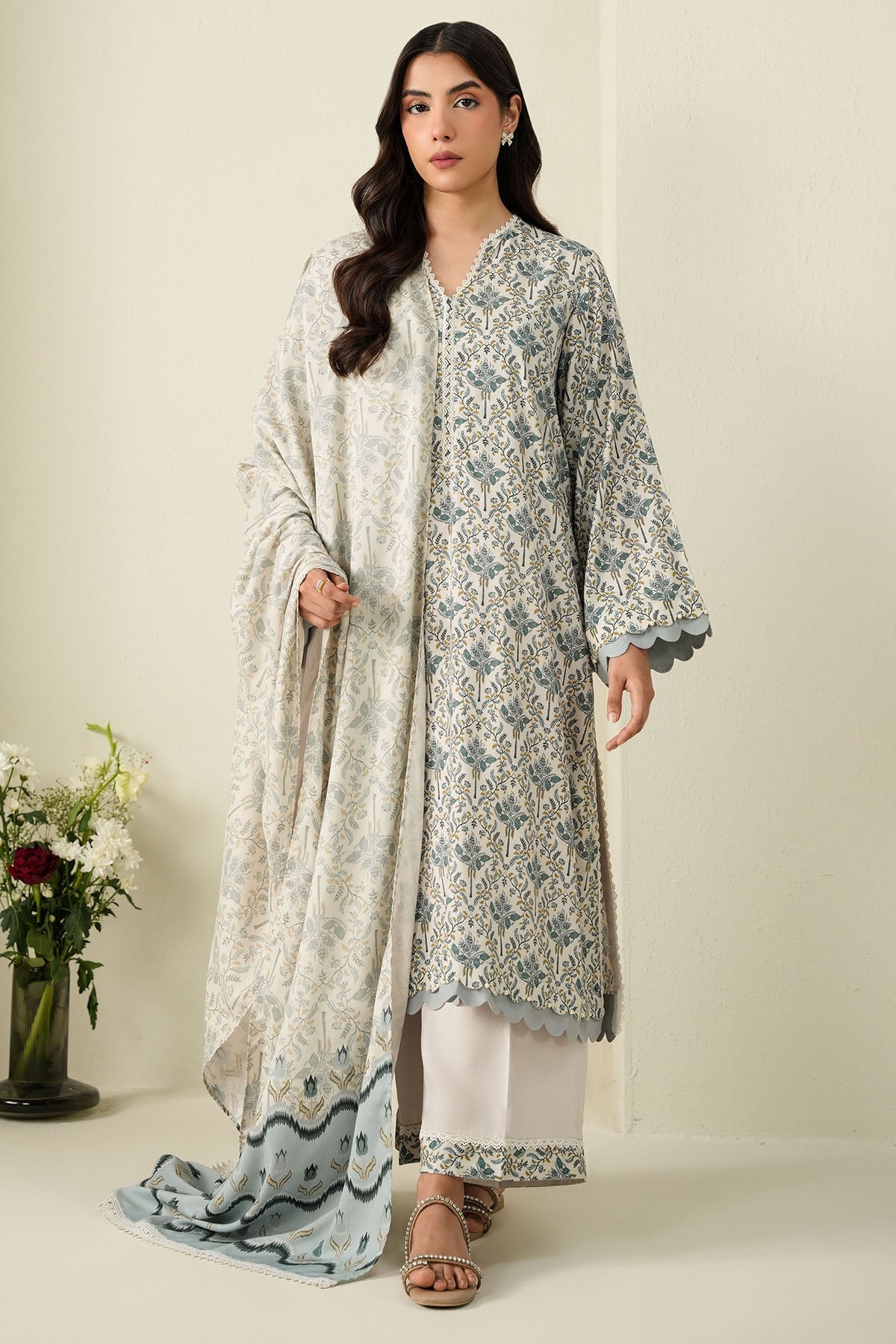 Cross Stitch - Coconut Haze - 3 Piece -  Linen Printed Suit - Unstitch
