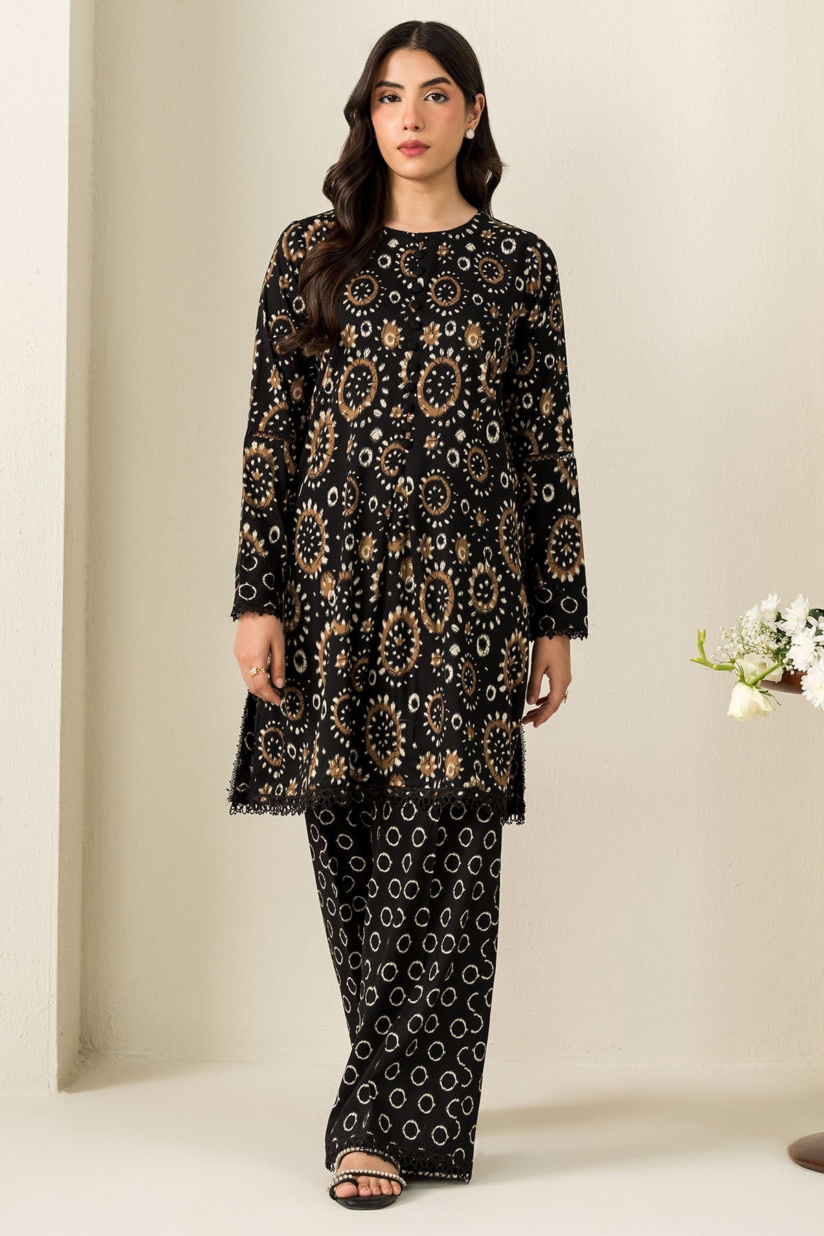 Cross Stitch - Urban Ikat - 2 Piece -  Linen Printed Suit - Unstitch