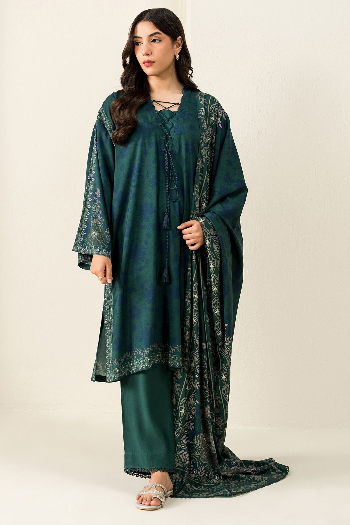 Cross Stitch - Ocean Meadow - 3 Piece -  Linen Printed Suit - Unstitch