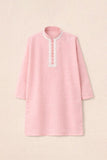 Hummingbirds - Candy Pink Mirror Embroidery Kurta Cotton Chambray For Boy