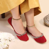 JootiShooti - Beaded Halo Red Khussa For Women