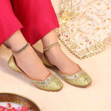 JootiShooti - Mehfil Mirror Parrot Green Khussa For Women