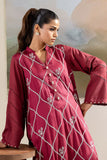 Cross Stitch - Royal Bliss Linen Suit For Women - Red - 2 Piece