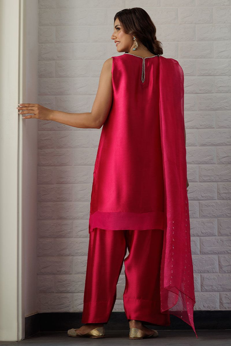 Deepak Perwani - Fuchsia Love - Sheesha Silk - Fuchsia Pink - 2 Piece