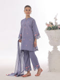Oaks - Embroidered Cotton Silk Suit For Girl - Blue - 3 Piece