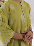 Oaks - Embroidered Suit Pret Cotton Silk Jacquard Lemon  - 3 Piece