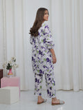 Oaks - Printed Lawn Suit For Girl - White&Purple - 2 Piece