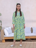 Oaks - Printed Pret Kurti Cambric Green & Blue  - 1 Piece
