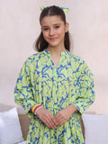 Oaks - Printed Pret Kurti Cambric Green & Blue  - 1 Piece