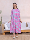 Oaks - Printed Pret Kurti Lawn Pink & ferozi  - 1 Piece