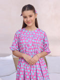Oaks - Printed Pret Kurti Lawn Pink & ferozi  - 1 Piece
