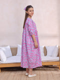 Oaks - Printed Pret Kurti Lawn Pink & ferozi  - 1 Piece
