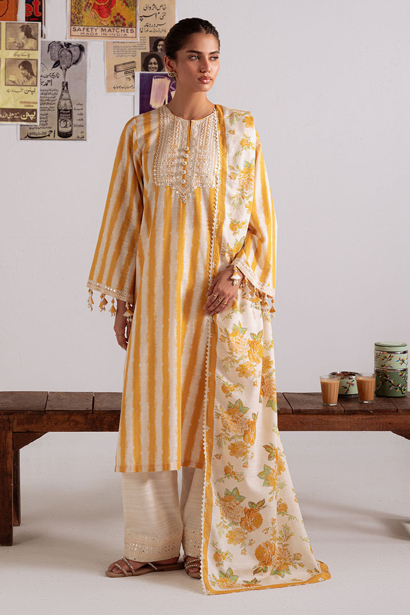 Cross Stitch - Ochre Bliss - Khaddar Printed Suit - 3 Piece - Unstitch