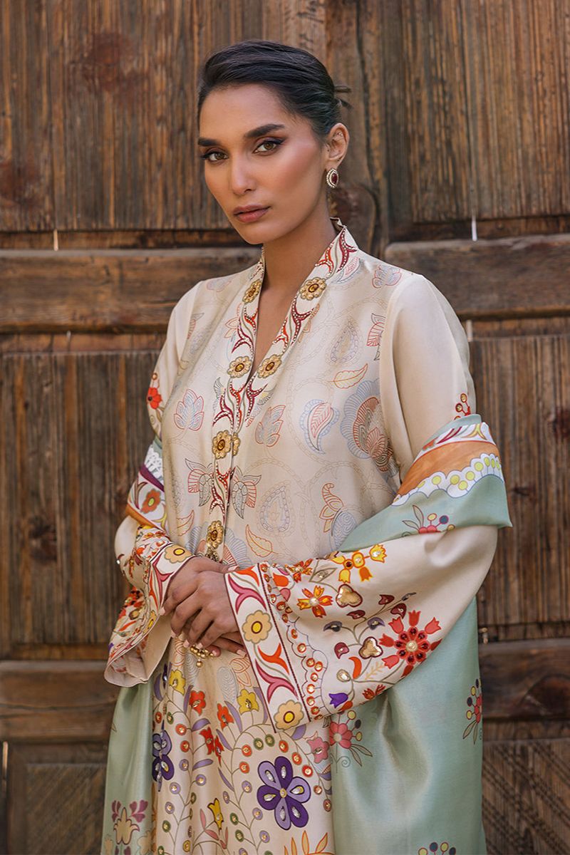 Deepak Perwani - KUD02 - Pure Silk - 3 Piece